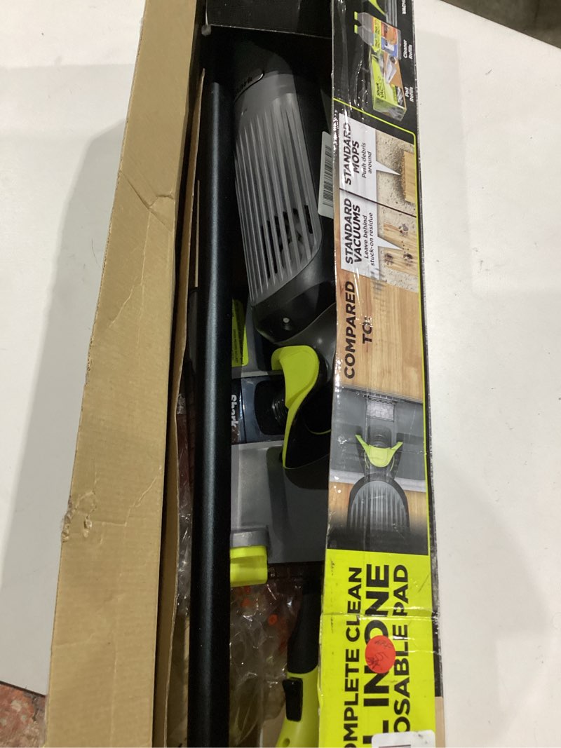 Condition photo showing As Is for shark vacmop cordless hard floor cleaner, vacuum and spray mop, powerful suction, lightweight, led headlights, includes 4 disposable pads, 12oz multi-surface cleaning solution, gray, vm252