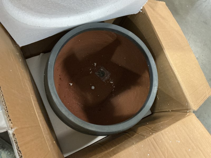 Condition photo showing Good Condition for kante 19.9" dia round concrete planter, outdoor/indoor large bowl plant pots with drainage hole and rubber plug for garden patio balcony home, charcoal charcoal 19.9" d