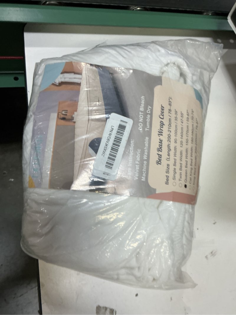 Condition photo showing Good Condition for velvet bed frame cover, bed base wrap cover, alternative to traditional valance bed sheet skirt cover, fully elastic around the base of your bed, easy to install(camel, queen bed width:59-63") queen bed width:59-63" camel