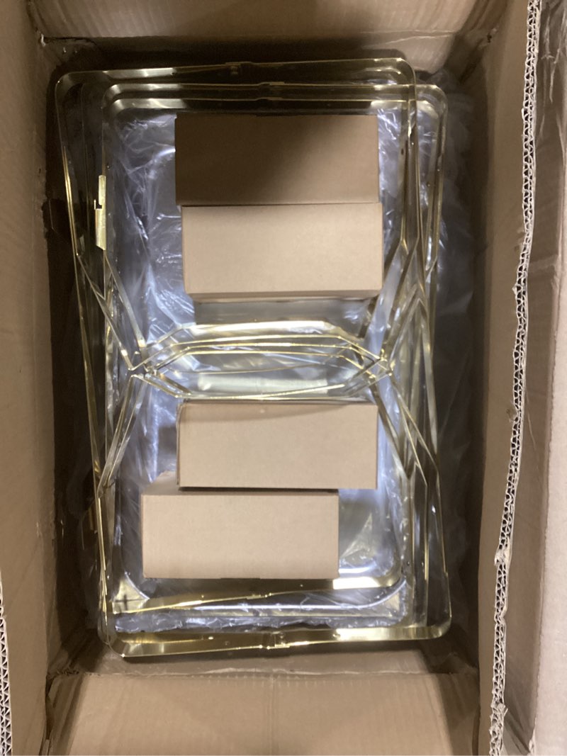 Condition photo showing Good Condition for Chafing Dishes for Buffet, 4 Pack Chafing Dish Buffet Set, 9QT Elegant Gold Colors Stainless Steel with Folding Frame Chafing Dish Buffet Set, Food Warmers for Parties, Weddings, Holiday, etc 4PCS?1*1*1*1?