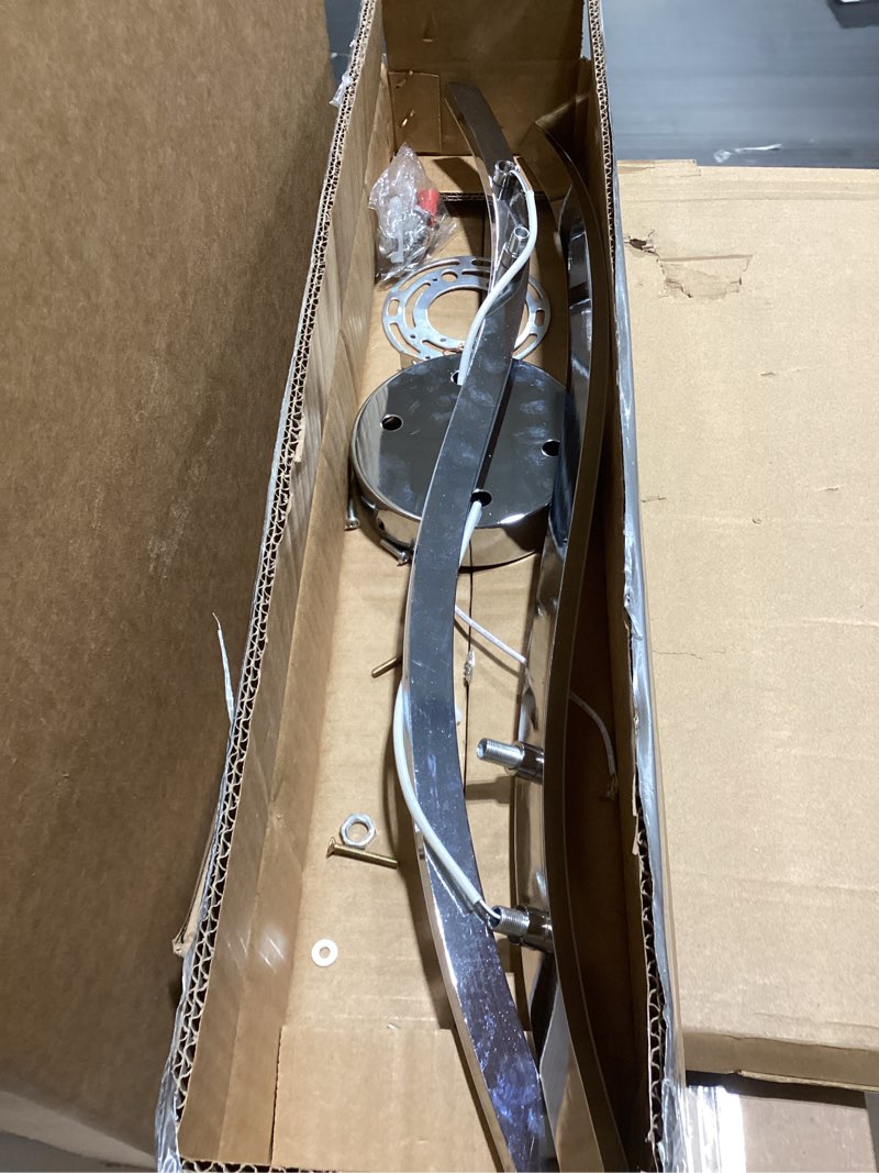 Condition photo showing As Is for 28W Chrome Linear Ceiling Light Modern LED Ceiling Light Fixture 6000K Aluminum 39.37Inch Long Ceiling Lamp for Hallway, Kitchen, Bedroom, Dining Room Outward Chrome 39.37Inch