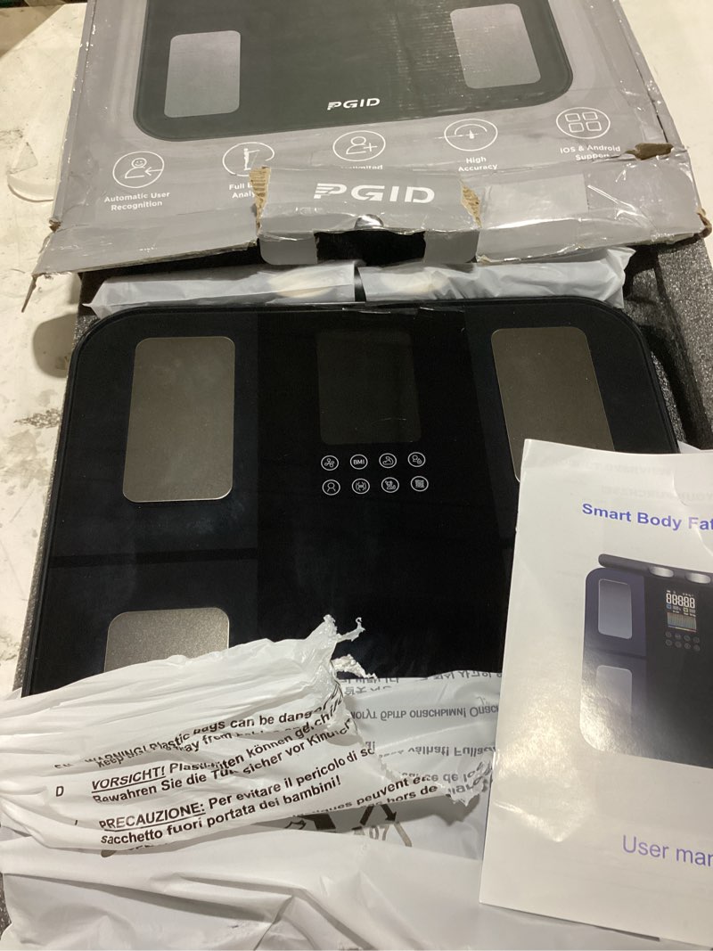 Condition photo showing As Is for smart scale for body weight,8-electrode digital bathroom scale for weight fat bmi muscle mass full body composition analyzer 28 measurements accurate weighing machine syncs w app for 24 users