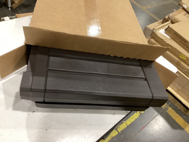 Condition photo showing Good Condition for keter kentwood 50 gallon resin deck box-organization and storage for patio cushions, throw pillows and garden tools, brown 50 gallon brown