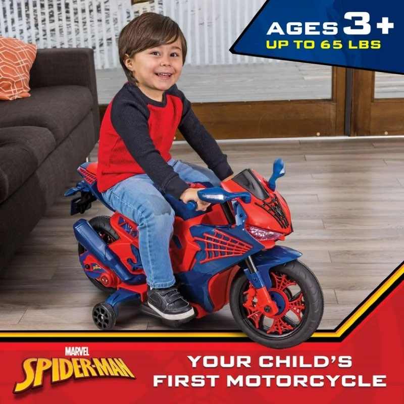 6v spiderman motorcycle, battery ride on toy, for kids
