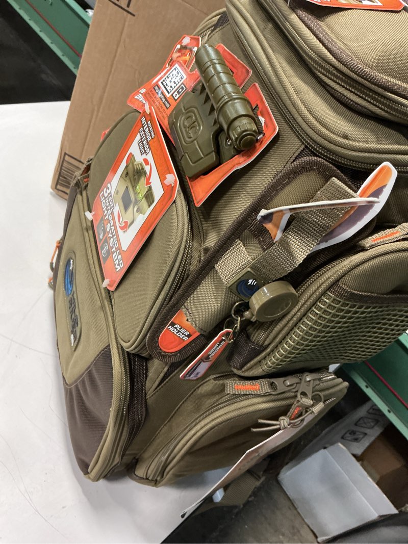 Condition photo showing New/Like New for Custom Leathercraft Wild River by CLC WT3604 Tackle Tek Nomad Lighted Backpack & Four PT3600 Trays, Orange, Sand
