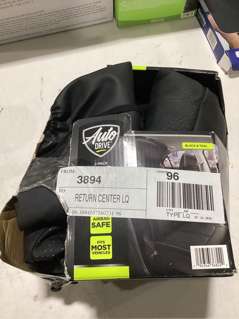 Condition photo showing Good Condition for auto drive 2piece gtr black/teal car seat cover- universal fit, 24sc227