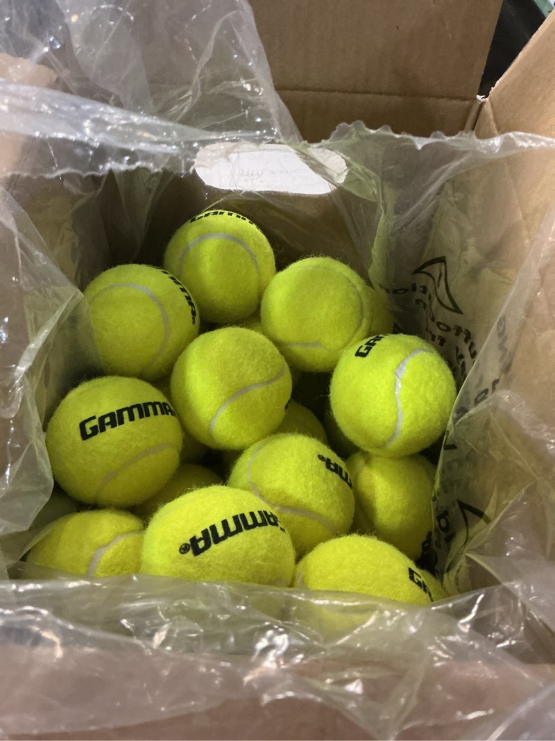 Condition photo showing Good Condition for gamma sports pressureless tennis balls box - ideal for practice, teaching, and training with high-visbility felt - indoor and outdoor court play - 48 and 75 pack sizes box of 48