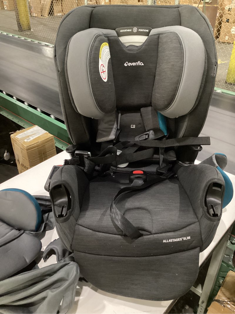 Condition photo showing Good Condition for (USED) Evenflo All4Stages Slim Plus Canopy 4-in-1 Convertible Car Seat (Baker Gray)