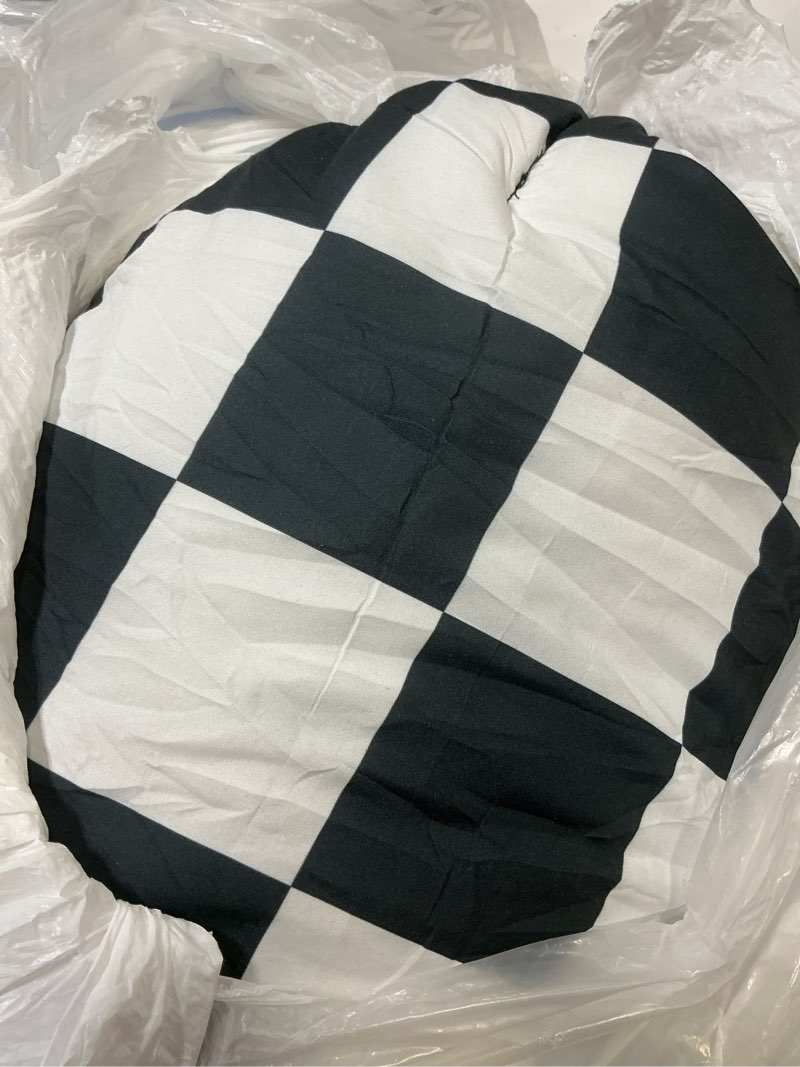 Condition photo showing As Is for Andency Checkered Comforter Full(79x90Inch), Black White Plaid Gingham Buffalo Grid Bed Set for Boys Kids Teens, 3 Pieces Lightweight Microfiber Geometric Preppy Bedding 02 - Checkered - Black White Full(79*90 in)
