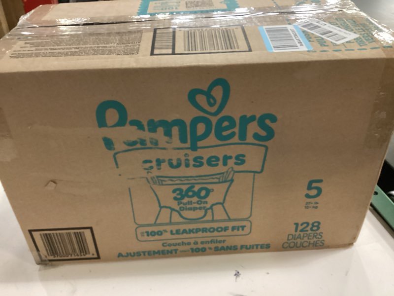 Condition photo showing Good Condition for Pampers Diapers - Cruisers 360 - Size 5, 128 Count, Babyproof up to 100% Leakproof Pull-On Diaper