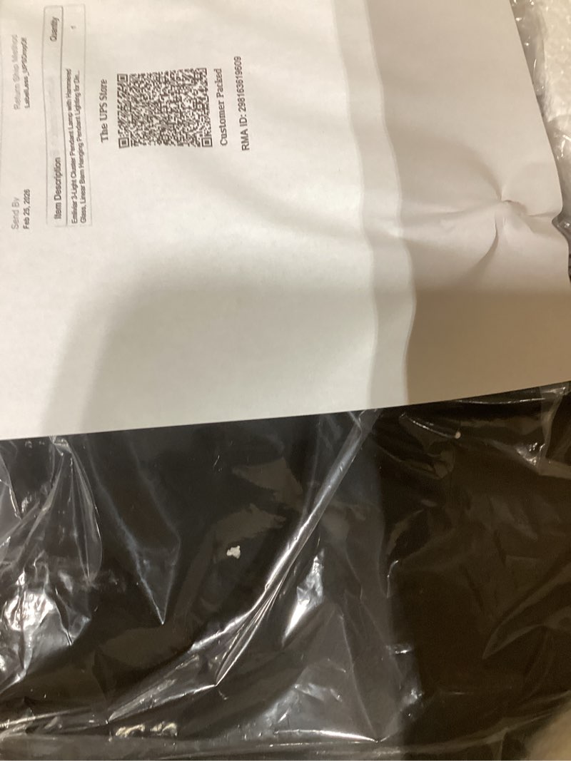 Condition photo showing Good Condition for Emliviar 7 Inch Adjustable Mini Chandelier, Round Ceiling Pendant Lighting Fixture with Hammered Glass, Amber Finish, DYE287G2-MIL BK 1-Light - Amber