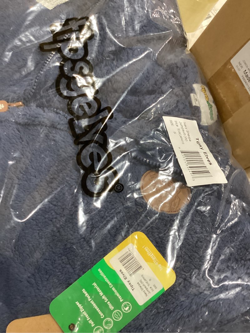 Condition photo showing Good Condition for Tipsy Elves Women's Christmas Navy Sherpa Jumpsuit Size Small