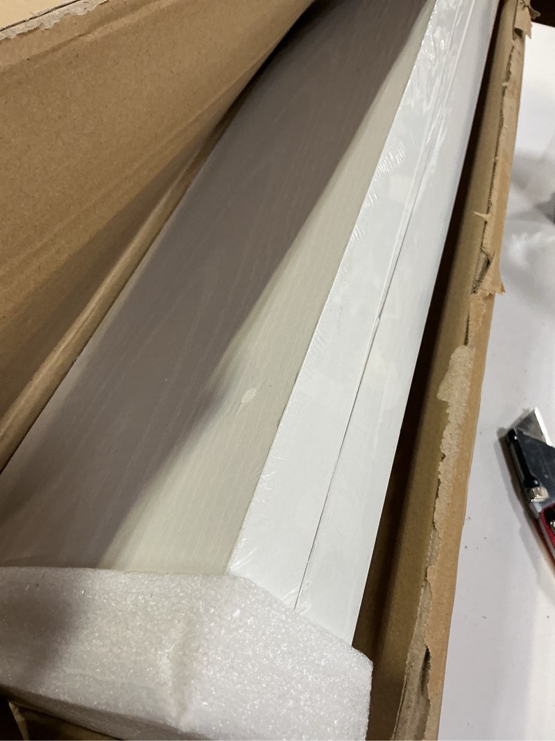 Condition photo showing New/Like New for BAYKA Floating Shelves White, 22.5 inches Rustic Wood Wall Mounted Shelves for Bathroom, Bedroom, Living Room, Kitchen & Office, Hanging Display Shelf with 22 lbs Capacity C. White - Modern Minimalist Style 22.5inches?for Books & Kitchenware?