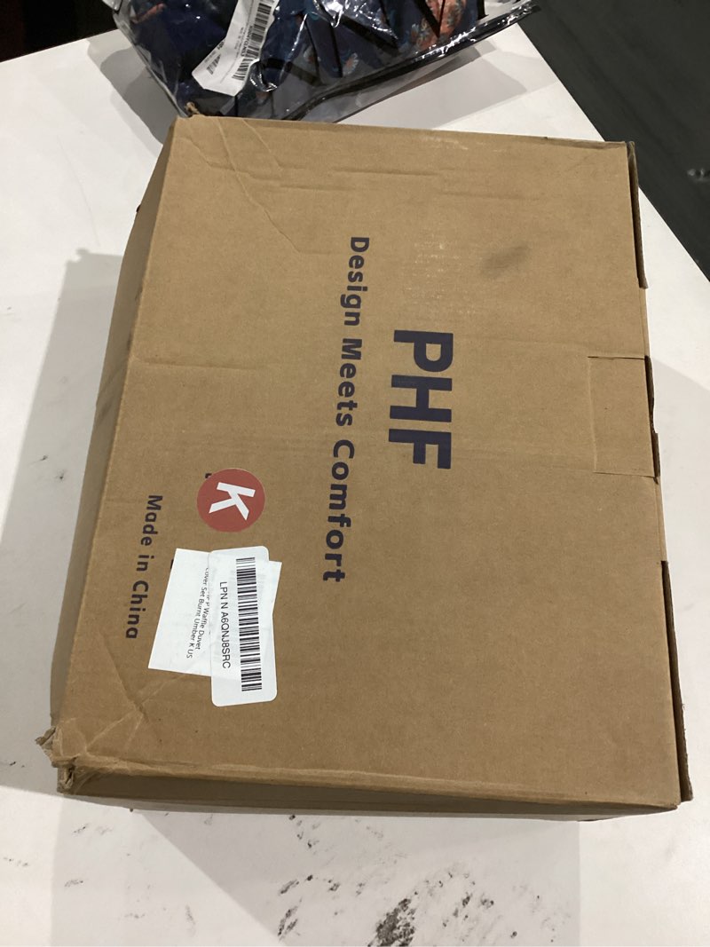 Condition photo showing As Is for PHF Waffle Weave Duvet Cover Set King Size, No Snagging Ultra Soft Luxury Textured Breathable Comforter Cover for All Season 3pcs, Durable Bedding Duvet Set with 2 Pillow Shams, 104"x90", Terra Cotta King Terra Cotta (No Comforter)