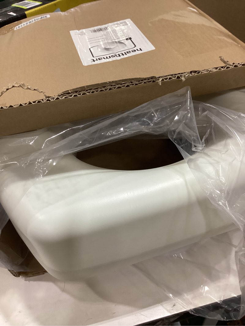 Condition photo showing As Is for healthsmart enhanced comfort 5" raised (round) toilet seat risers for seniors 5 slip resistant pads fsa/hsa eligible padded toilet seat elevation 15.7 x 15.2 x 6.1