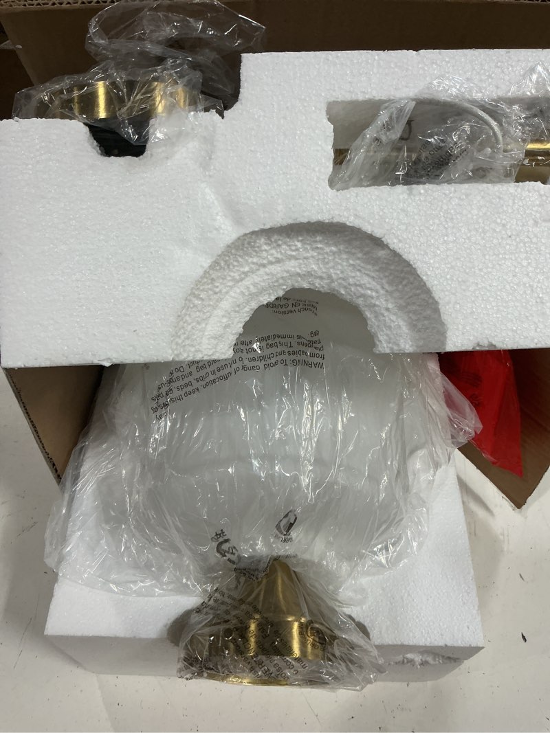 Condition photo showing Good Condition for modern brass schoolhouse semi flush ceiling light, opal milk glass | 11"w × 12.4"h size, e26 dimmable socket, ideal for kitchen, hallway & bathroom brass-opal