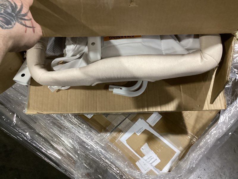 Condition photo showing As Is for 3-in-1 Baby Bassinet, Rocking Bassinet, Bedside Bassinet for Baby, Stable and Secure Bassinet Bedside Sleeper for Newborn & Infant, 6 Height Adjustable with Wheels, Mattress & Breathable Mesh (Khaki)