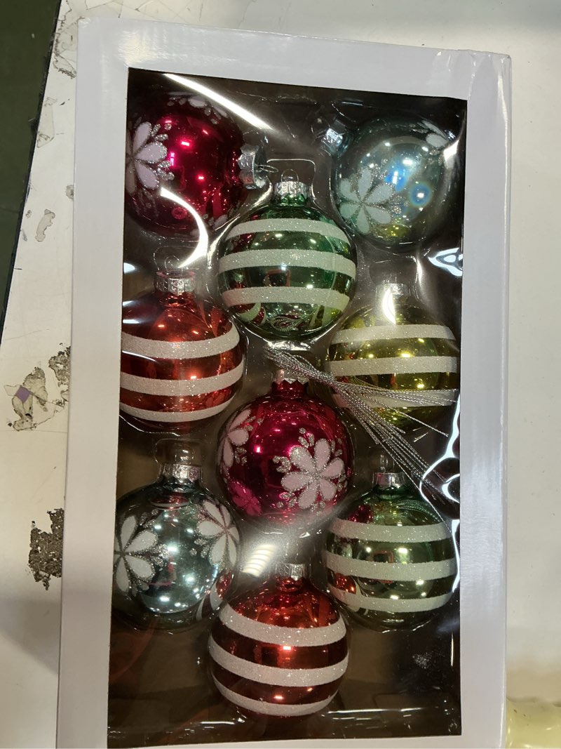 Amooca Christmas Colorful Glass Balls Decoration Festival Party Home Decors Holiday Xmas Tree Hanging Ornaments Set 18pc 1.6in Small Colorful Floral Printings 1.6'' Colorful Floral