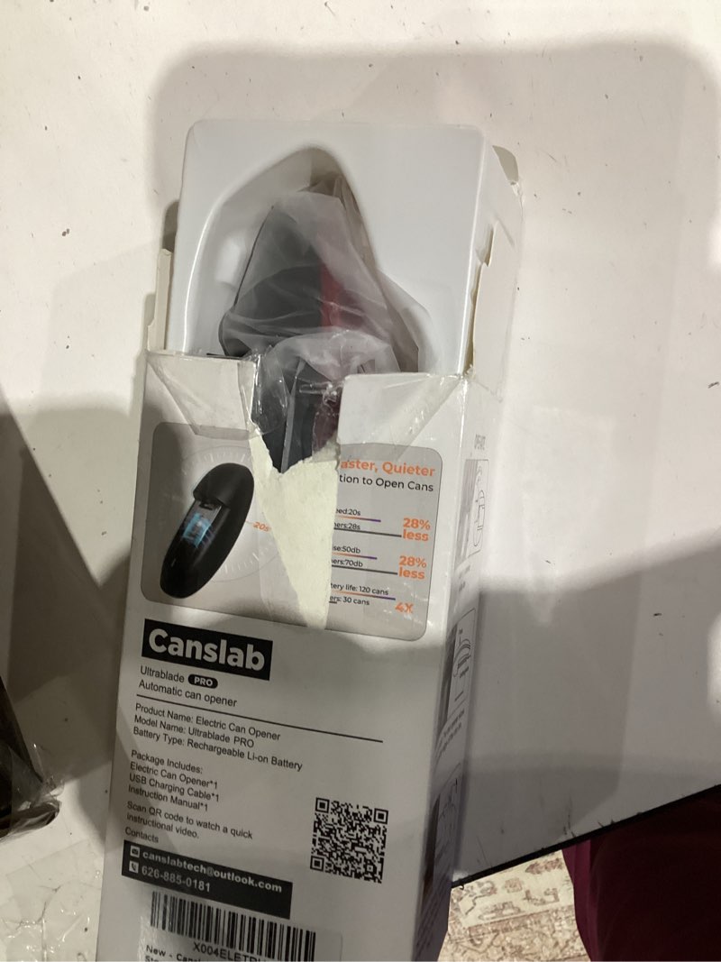 Condition photo showing Good Condition for Canslab Ultrablade PRO Auto Stop Can Opener - Rechargeable Electric Can Opener for Kitchen for Seniors with Arthritis- One touch Side Cut Can Opener, Smooth Edge, Handfree, Portable Small Size, Red Burgundy Red