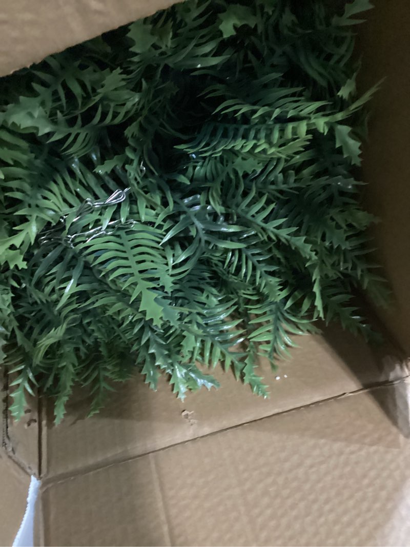 Condition photo showing Good Condition for outdoor fake hanging fern – artificial hanging ferns 2 pack, large faux boston fern bushes, uv resistant outdoor hanging plants for front porch, patio & indoor decor green
