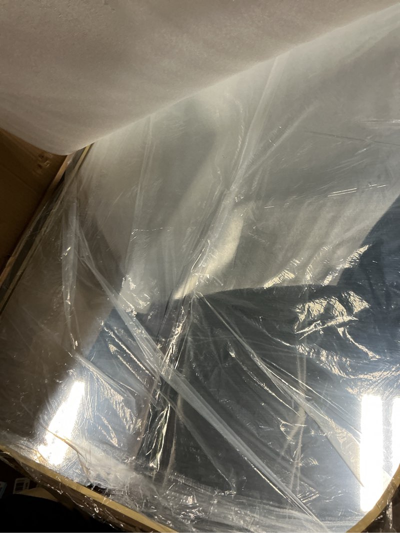 Condition photo showing Good Condition for koonmi full length mirror, 56"x21" mirror full length with stand, gold domed top square-edged floor mirror with aluminum alloy frame for bedroom living room gold 56"l x 21"w