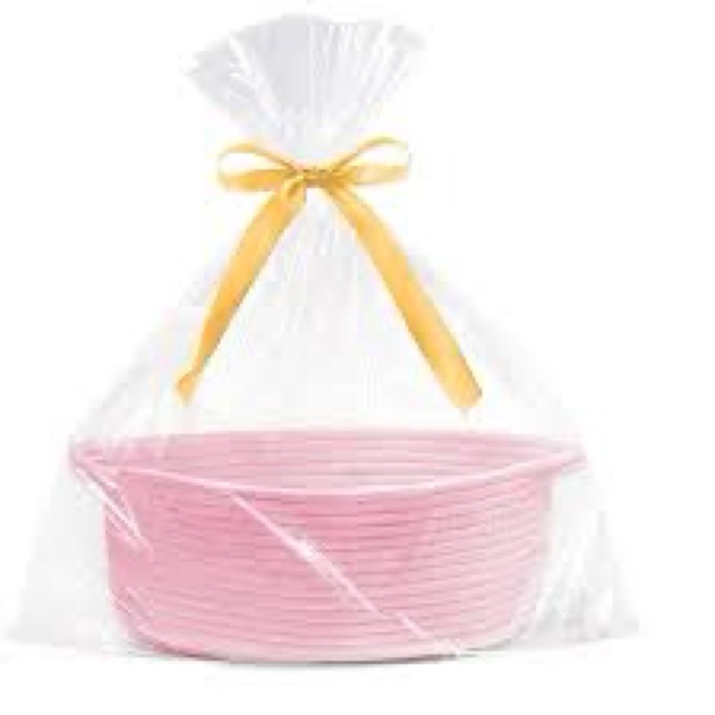 Poschnor Easter Gift Basket Empty with Gift Bags and Ribbons, Woven Cotton Rope Basket for Gifting, 