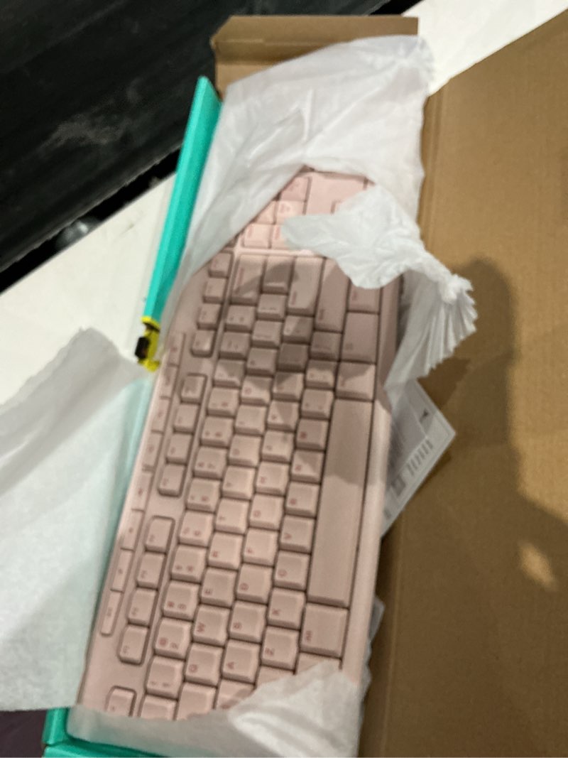 Condition photo showing Good Condition for logitech k270 wireless keyboard for windows, 2.4 ghz wireless, full-size, number pad, 8 multimedia keys, 2-year battery life, compatible with pc, laptop - rose rose 1 pack keyboard