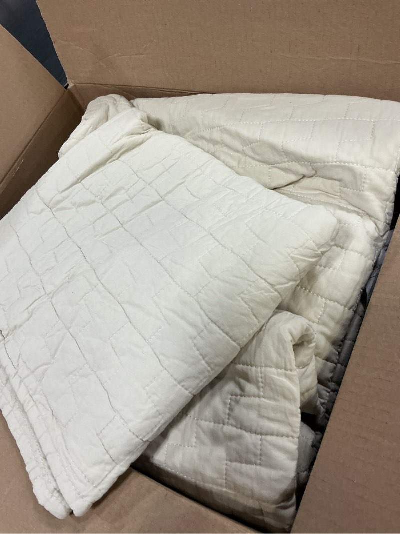 Condition photo showing As Is for viscose from bamboo cooling quilt set box, queen ivory ivory full/queen:88"x92"/20"x26"(2)