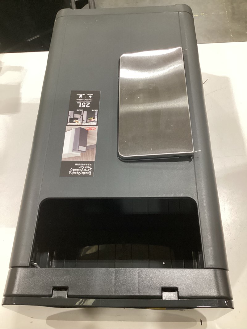 Condition photo showing As Is for wanwanka bathroom tall skinny trash can with lid, waste basket fits in narrow spaces and perfect for commerical offices,garbage can with press top,for home,bedroom,kitchen,living room.