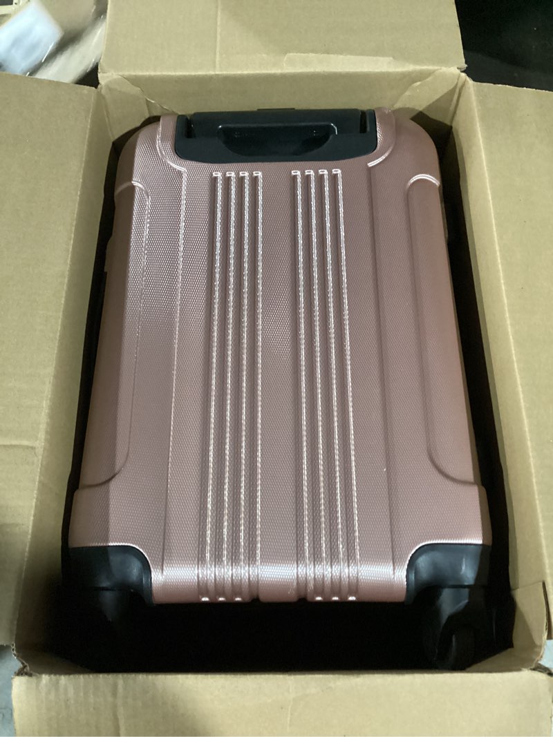 Condition photo showing Good Condition for Kenneth Cole REACTION Out of Bounds Lightweight Hardshell 4-Wheel Spinner Luggage, Rose Gold, 20-Inch Carry On 20-Inch Carry On Rose Gold