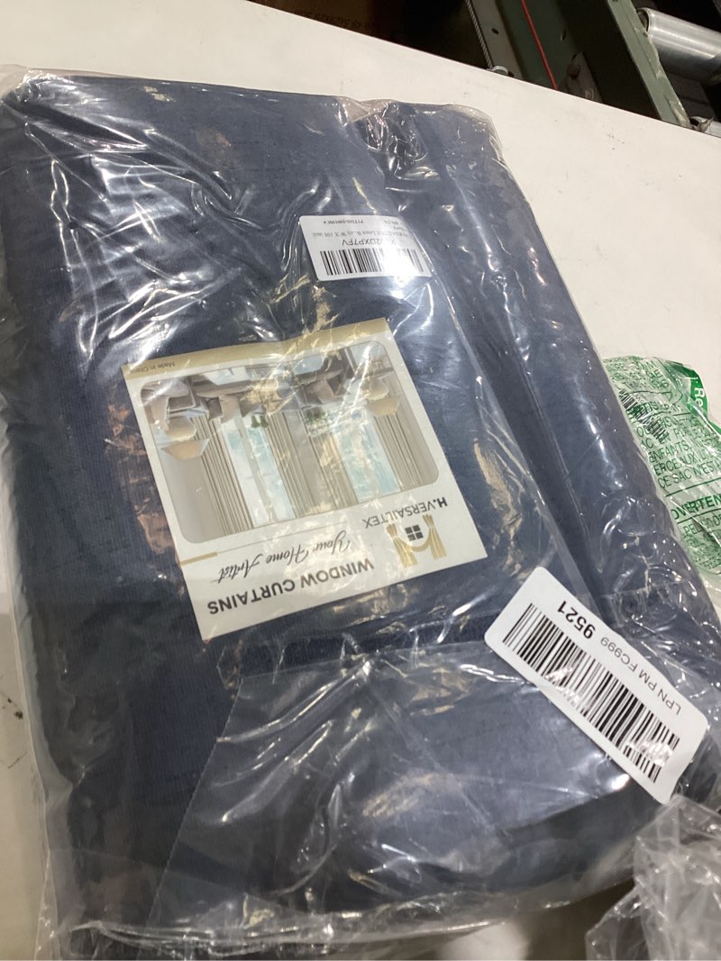 Condition photo showing New/Like New for H.VERSAILTEX Linen Blackout Curtains Durable Thick Textured Linen Look 100% Blackout Patio Door Curtain Anti Rust Grommet Extra Wide Sliding Door Curtain Panel, 100 inch W X 108 inch L - Navy