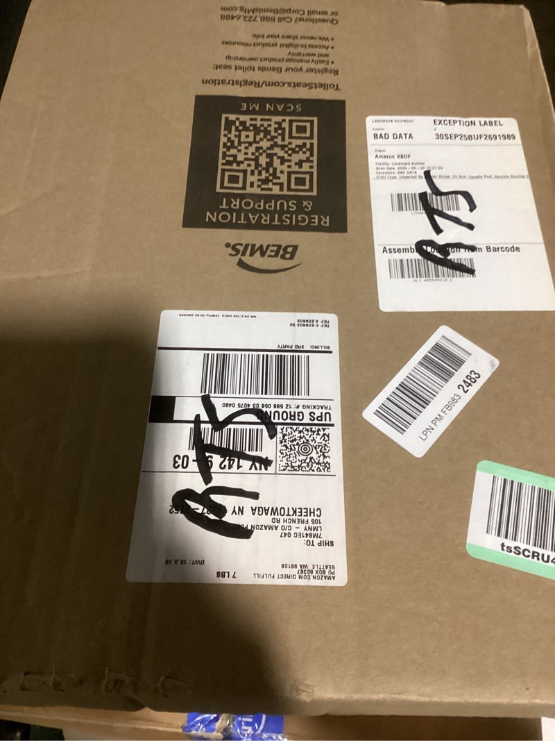 Condition photo showing New/Like New for mayfair cameron black toilet seat, non slip heavy duty wood, easy clean, made in usa, round black round