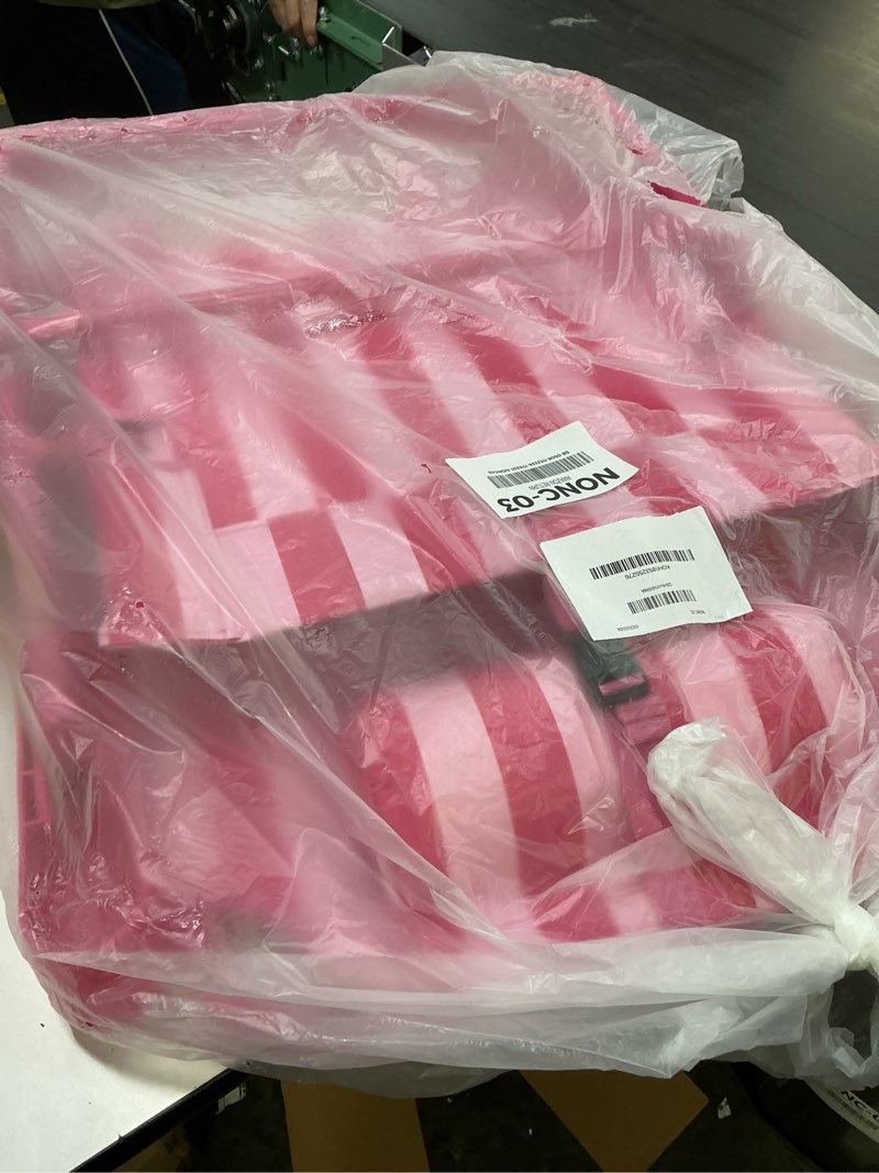 Condition photo showing Good Condition for (similar to the image)beach chair for adults, portable folding backpack beach chair with cooler, cup holder, towel bar & storage bag, 5 position lay flat backpack lounger for camping, lawn, festival outdoor relaxation-pink pink stripe