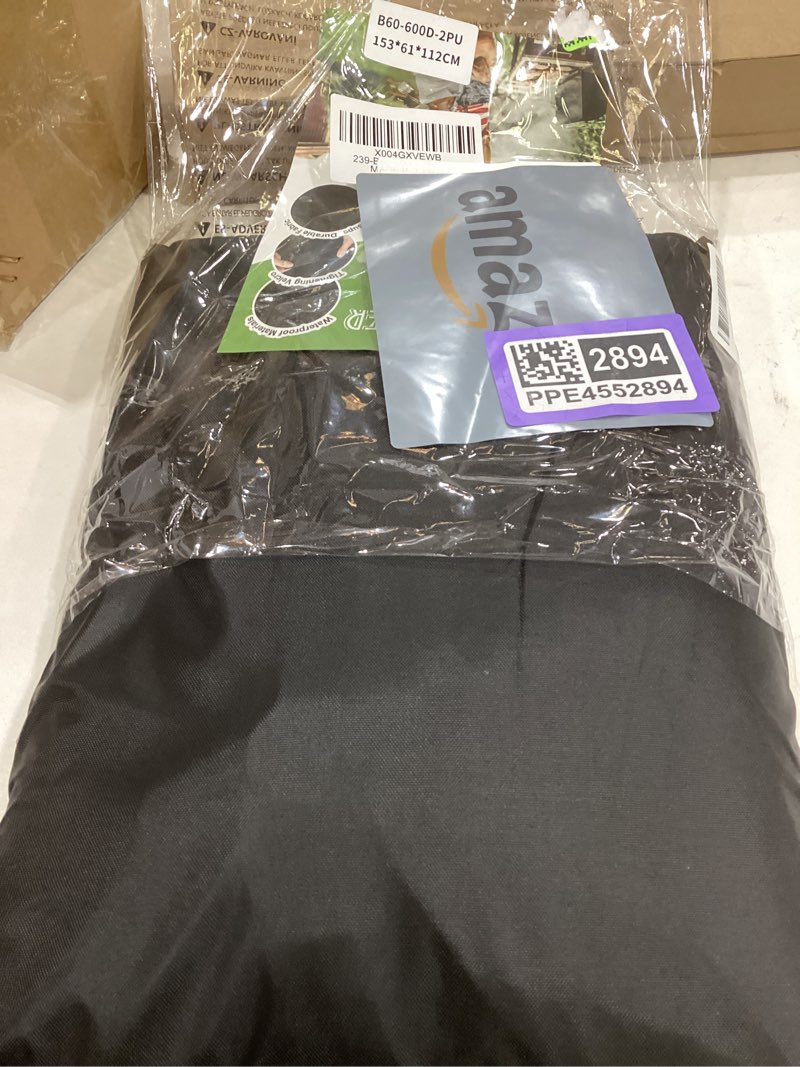 Condition photo showing Good Condition for Grill Cover, 60 inch Heavy Duty BBQ Gas Grill Cover for Outdoor Grill, Waterproof, Weather Resistant, Anti-UV, Rip-Proof, Fade Resistant Barbecue Cover with Hook-and-Loop Straps for Most Grills 60 inch Heavy Duty-Black