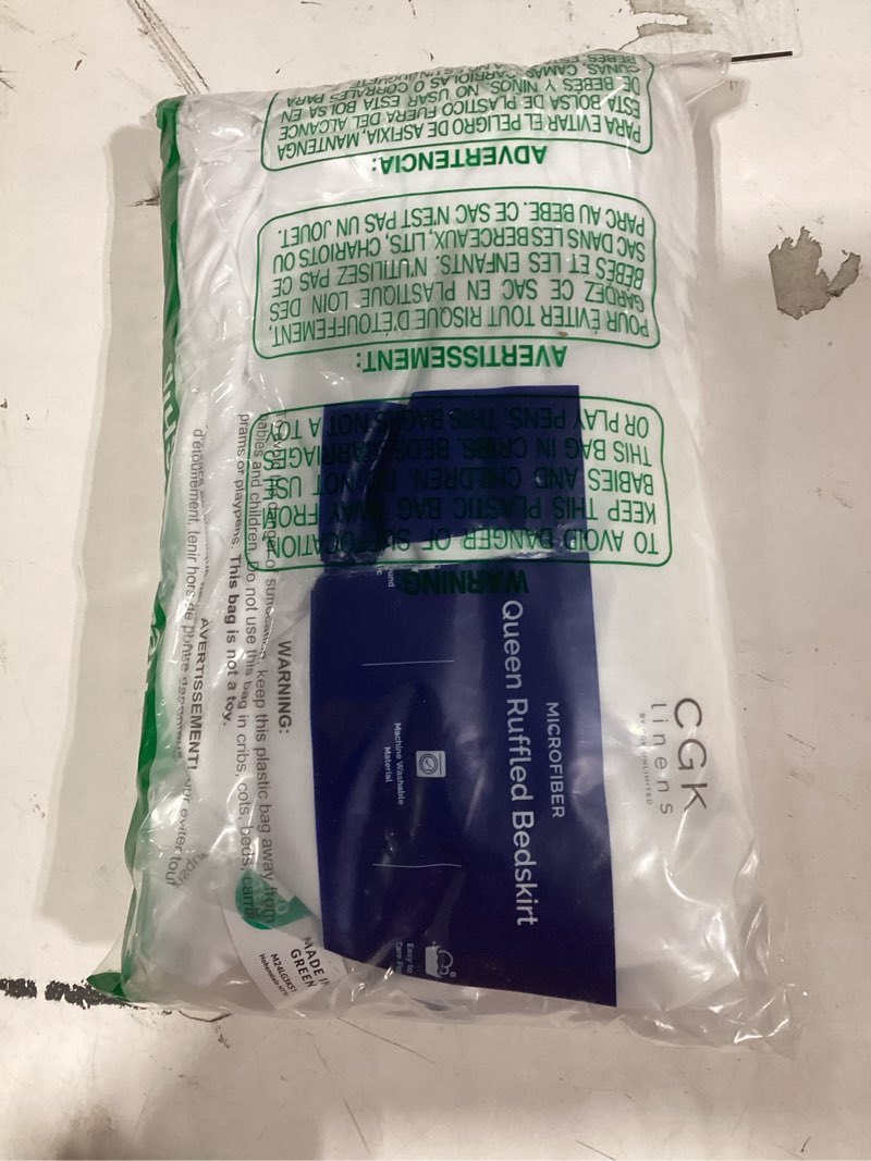 Condition photo showing As Is for Bedskirt Queen Size Ruffle - 15 inch Drop Dust Ruffle Bed Skirt with Platform - Ultra-Soft, Easy Fit, Premium Hotel Quality - Wrinkle, Fade & Shrink Resistant - for Women, Men, Kids and Teens - White Queen 15" Drop 01 - White