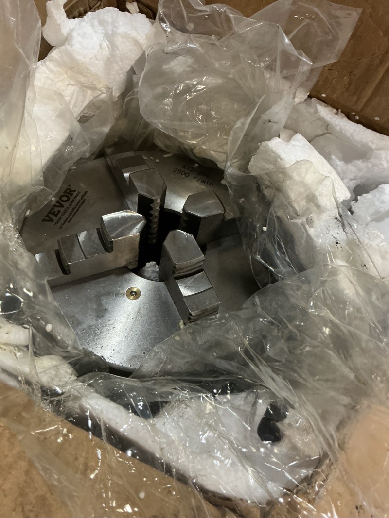 Condition photo showing As Is for vevor 3-jaw lathe chuck, 8'', self-centering lathe chuck, 0.16-8 in/4-200 mm clamping range with t-key fixing screws hexagon wrench, for lathe 3d printer machining center milling drilling machine 8inch