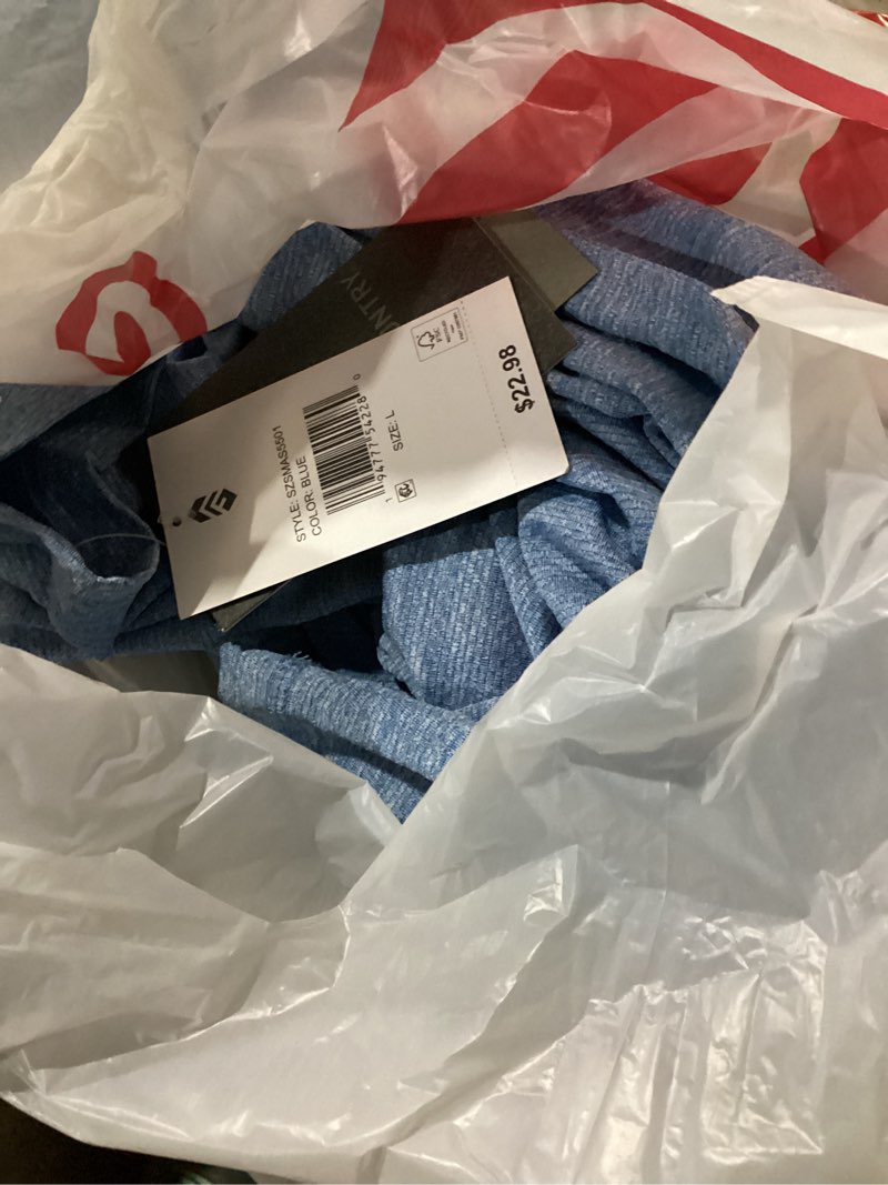 Condition photo showing New/Like New for free country men's blue knit long sleeve solid hoodie ( l )