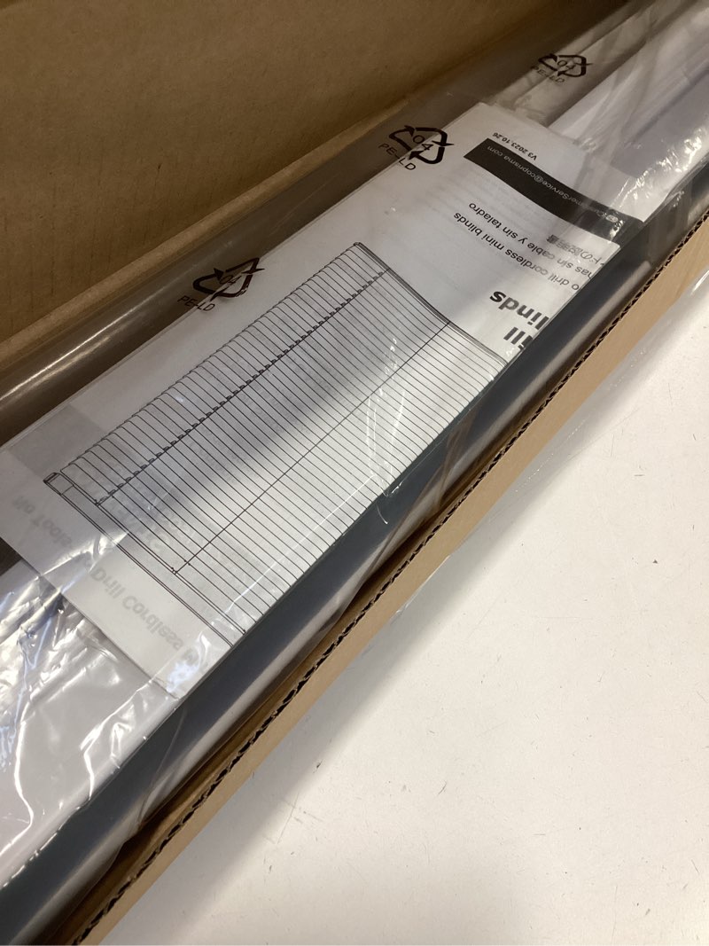 Condition photo showing New/Like New for LazBlinds No Tools No Drill 1" Vinyl Mini Blinds, Cordless Blinds for Windows, Light Filtering Horizontal Window Blinds & Shades, 35 1/2" W x 64" H, White Cordless-white 35 1/2" W x 64" H