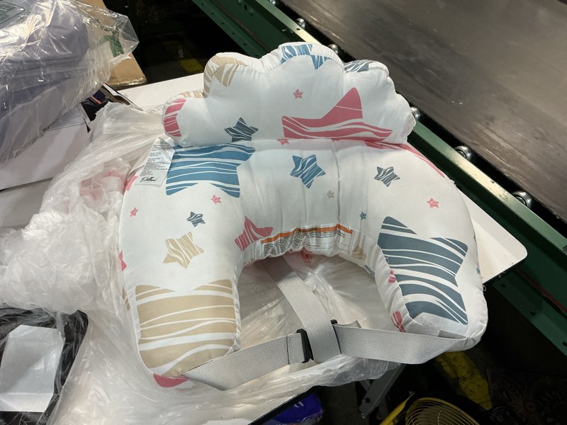 Condition photo showing As Is for pillani nursing pillow for breastfeeding & bottle feeding, original breast feeding pillow for mom & baby, removable cotton cover, adjustable waist strap, baby girl boy essentials must haves stars