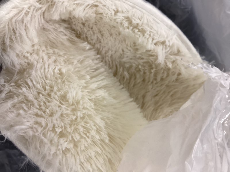 Condition photo showing Good Condition for ophanie 4x6 oval ivory rugs for bedroom living room, fluffy fuzzy furry carpet, plush soft shaggy bedside indoor floor area rug for kids girls boys baby teen dorm nursery home decor aesthetic 2- ivory oval 4' x 6' (oval)