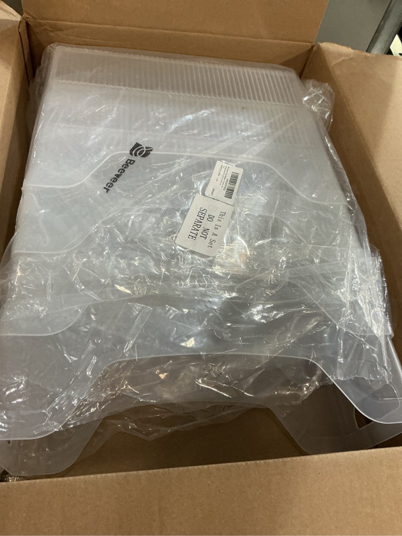 Condition photo showing Good Condition for 4 pcs plastic freezer organizer bins with wheel tall narrow kitchen pantry organizer snack storage containers for office refrigerator(10 x 13.3 x 5.5 inch)