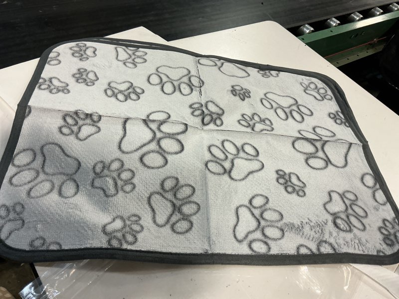 Condition photo showing Good Condition for 2pcs blanket-machine-washable-premium-shedding soft dog blanket 24x18 in fluffy warm fleece paw print pet flannel cat blanket for indoor cats medium small dog puppy essentials grey