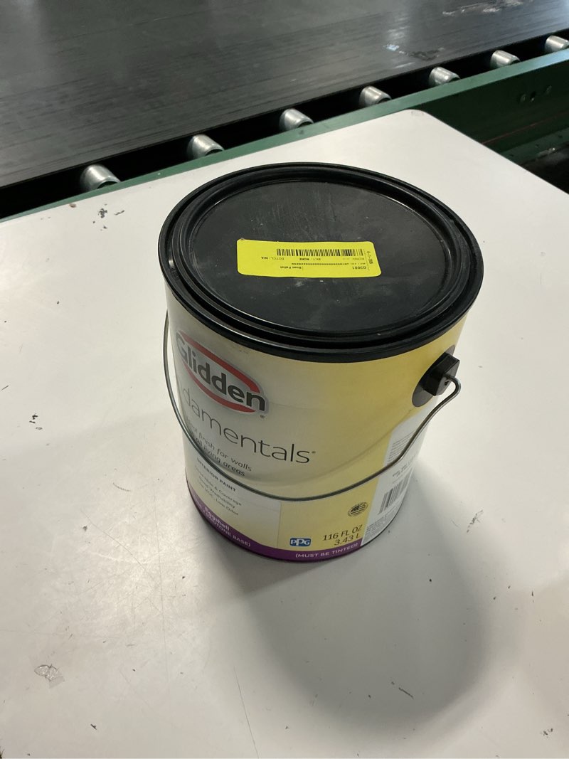 Condition photo showing As Is for glidden fundamentals interior wall paint  tintable  eggshell  1 gallon