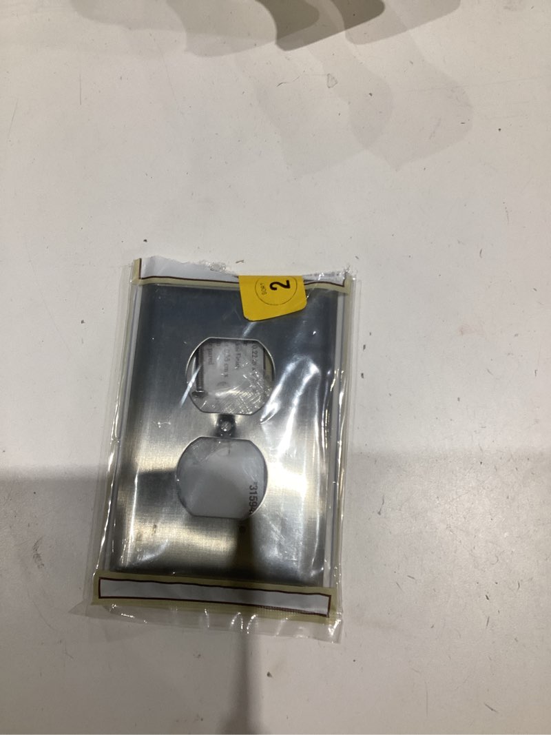 Condition photo showing New/Like New for oversized jumbo satin stainless steel 1 single gang duplex outlet wall plate