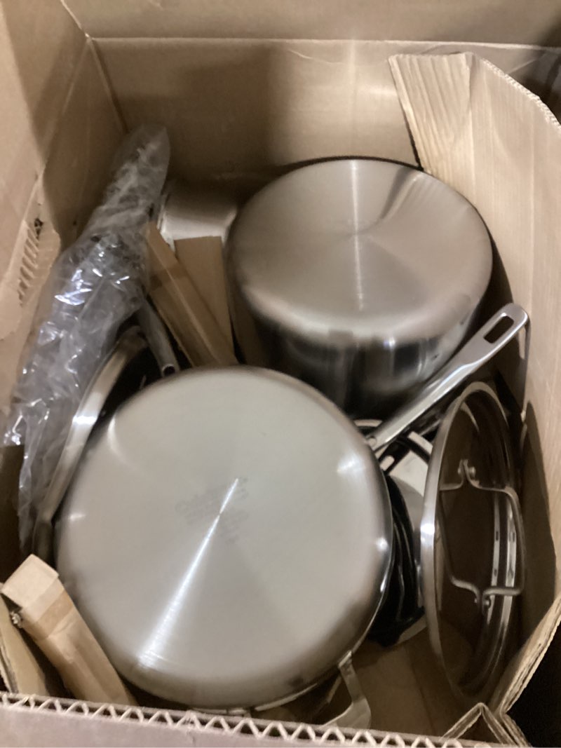 Condition photo showing Good Condition for Cuisinart 12-Piece MultiClad Pro Triple Ply Stainless Steel Cookware Set, Heat Surround Technology, Cool Grip Handles, Oven Safe to 500°F, MCPS-12N, Silver
