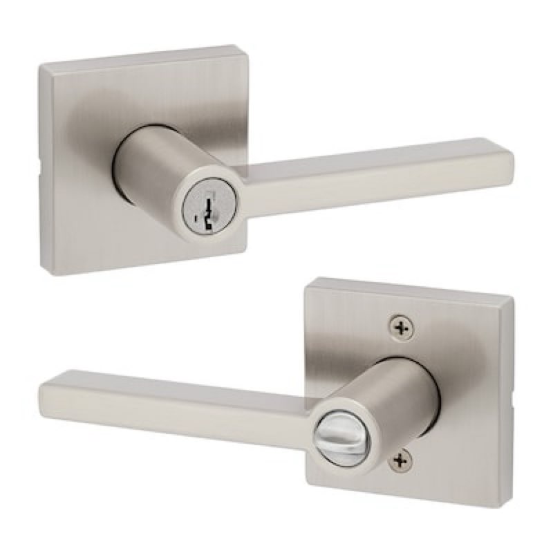 kwikset signature series halifax satin nickel exterior keyed entry door handle ft. smartkey
