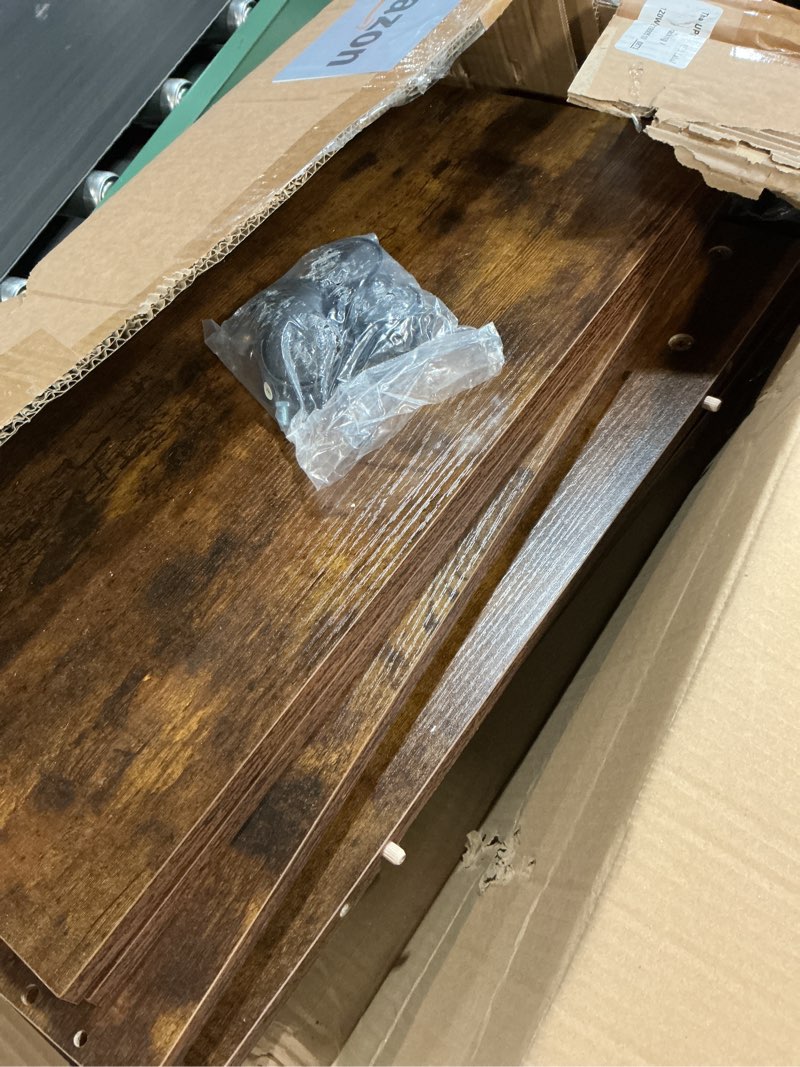 Condition photo showing As Is for C Table end Table,Rolling Side Table with Wheels,Couch Tables That Slide Under?C Shaped Sofa Tray for Living Room, Bedroom,Chair, 2 PCS Rustic Brown