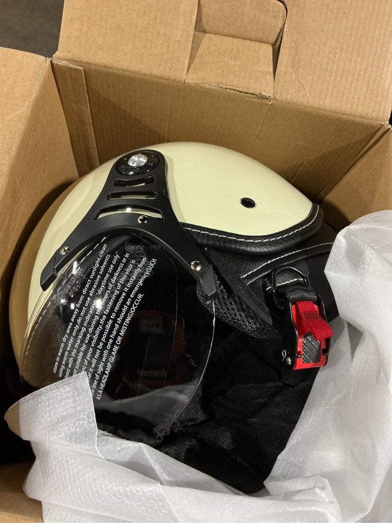 Condition photo showing Good Condition for 3/4 Motorcycle Helmets Retro Open Face Vespa Scooters Helmet with Clear Visor for Men and Women- DOT Approved White Small
