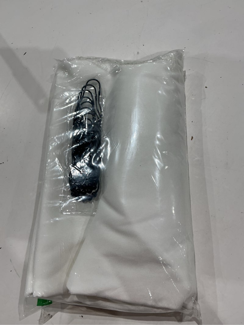 Condition photo showing Good Condition for miulee white scalloped shower curtain linen textured with 12 metal hooks cute heavy duty washable waterproof thick cloth shower curtains with black border for bathroom hotel bathtub,w72*l72 white 72"w x 72"l (pack of 1)