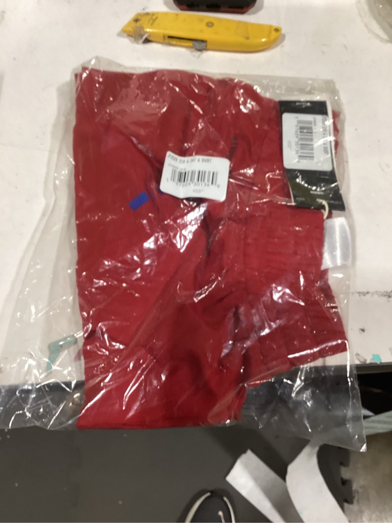 Condition photo showing New/Like New for Adidas Women's Designed for Training Woven NCAA University Team Shorts Kansas Jayhawks Medium/3" Inseam Power Red/Collegiate Royal/Kansas University